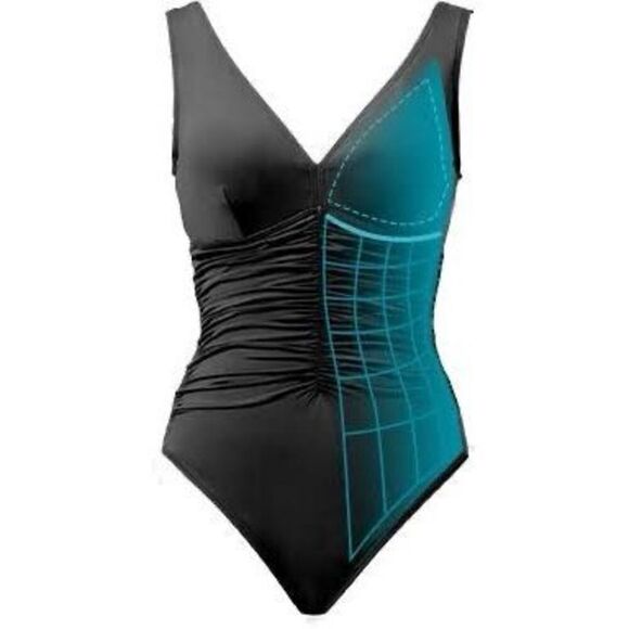 Coco Reef Contours NWT Solitare One Piece Swimsuit Twilight Blue Size 14 - Picture 3 of 5